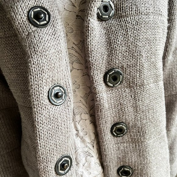 MANOUSH Anthropologie Gray Wool Blend Snap Front Sweater Cardigan Coat - Picture 6 of 14